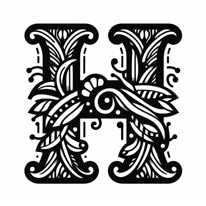 Frottage creation: letter H (version 3)