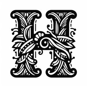 Frottage creation: letter H (version 3)