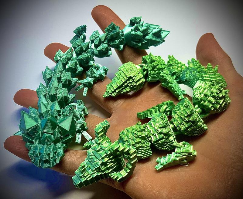 Print in Place Kristalldrache und Würfeldrache (flexi)