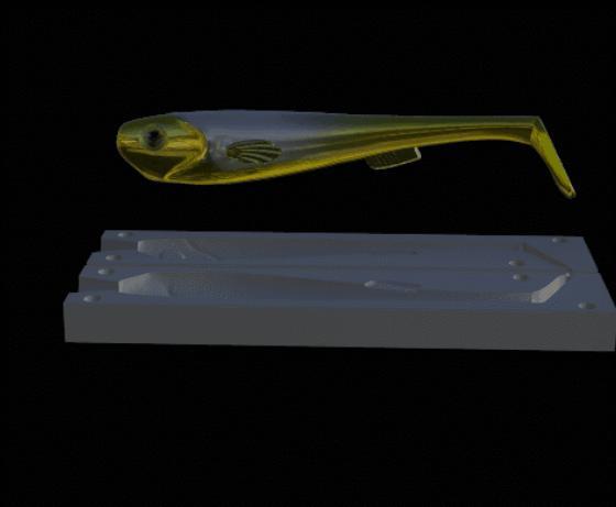 Fishing lure / bait mold golden fish hoof