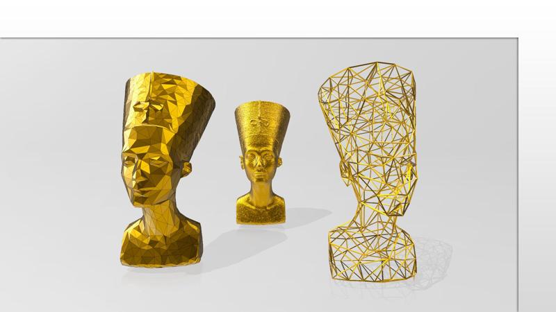 Bust of Nefertiti - LowPoly - Wireframe 3D Model Print