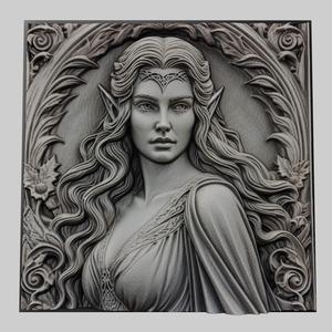 Lord of Rings Arwen 3d printer relief medallion stone tablet obj stl