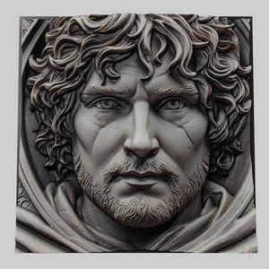 Lord of Rings Samwise Gamgee 3d printer relief medallion stone tablet obj stl