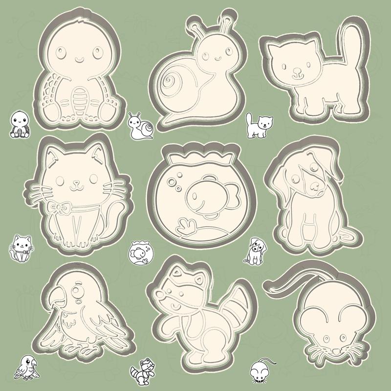 Animals cookie cutters - pets & pals set / bundle - 9 pieces