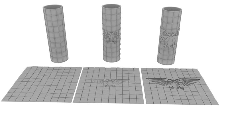 A set of clean tile texture rolling pins.