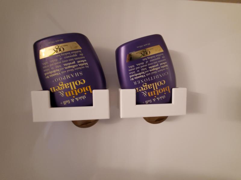 Inverted shampoo bottle shower holder