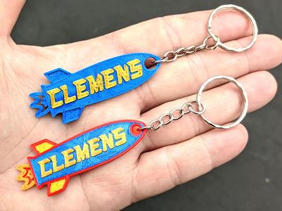Rocket Keyring with editable text