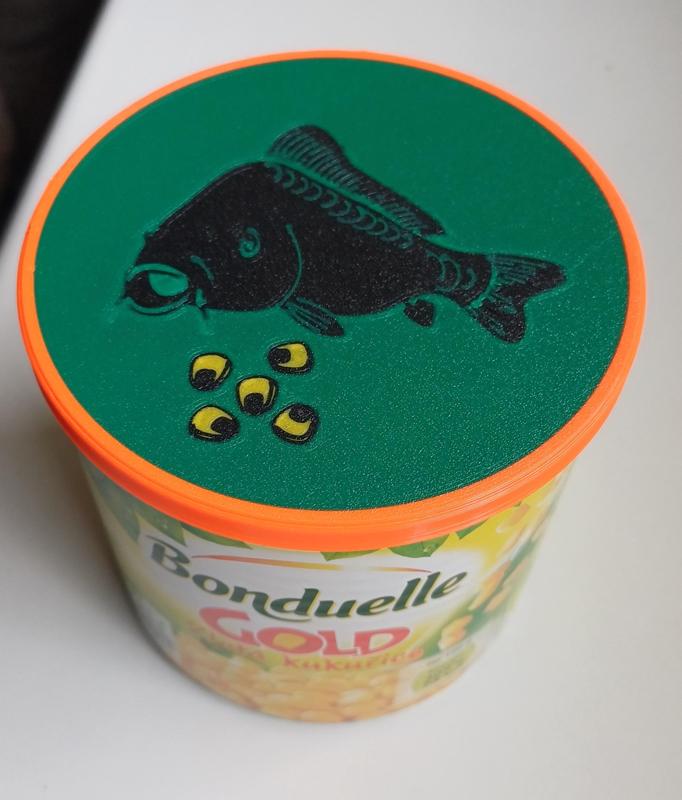 Víčka na plechovku kukuřice Bonduelle 85 , 75 a 65mm pro rybáře , 85 ,75 and 65mm Bonduelle corn can lid for fishermen