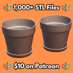 Cute Flower Pots with Happy and Sad Smiley Faces MineeForm FDM 3D Print STL File   