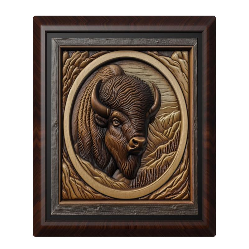 Bison animal wall art relief wall decor