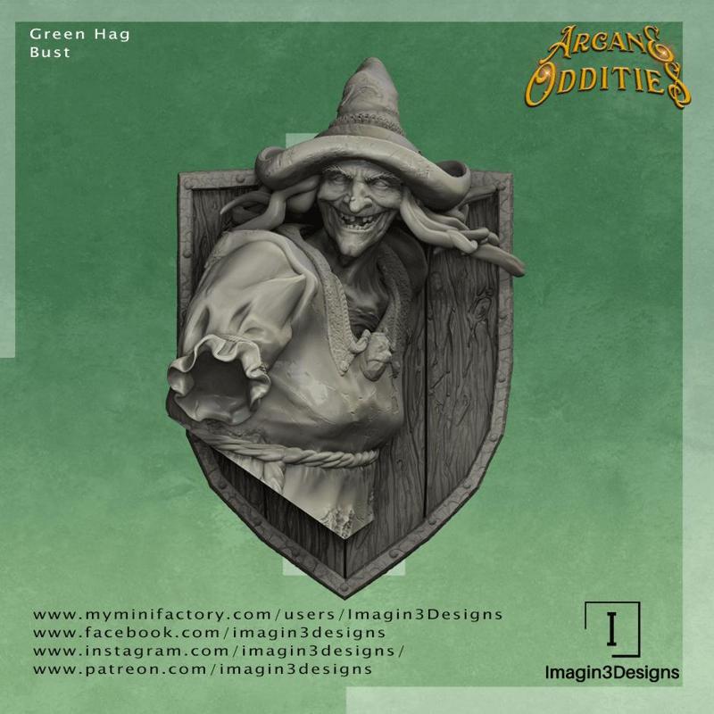 Pre-Supported Green Hag Bust