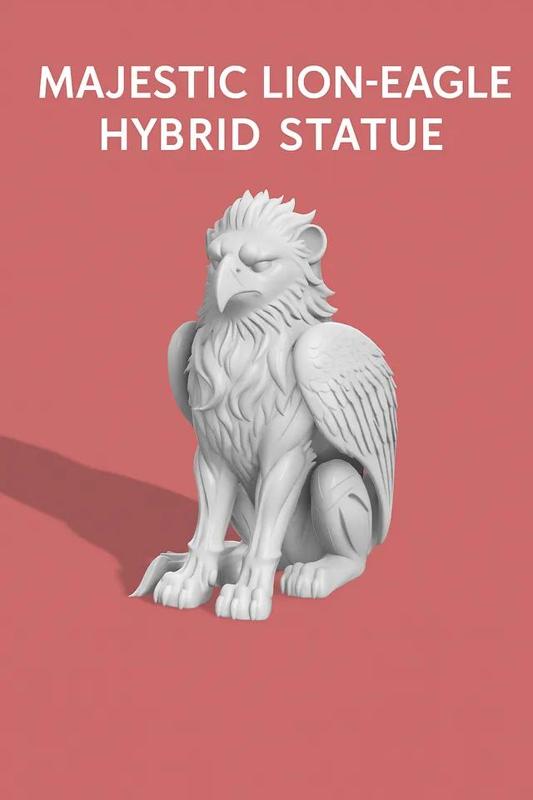 Majestic Lion-Eagle Hybrid Statue   