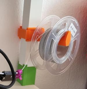  A spool holder for the leg of an Ikea Lack table