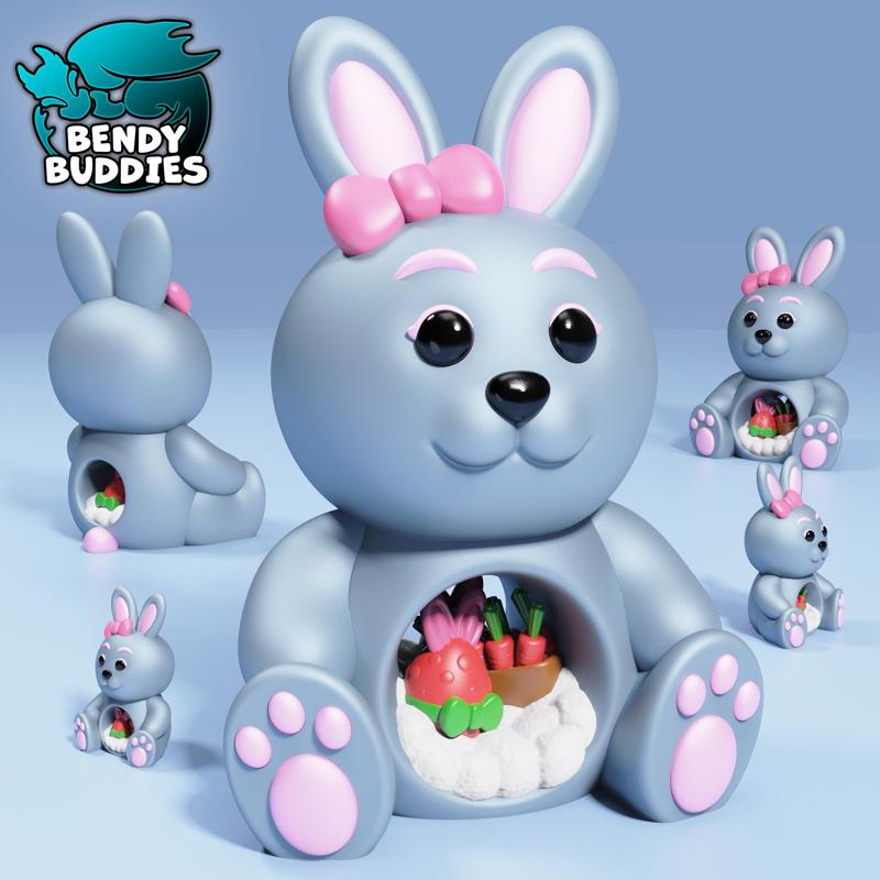 Bunny Love Teddy / Cute Rabbit Animal / Collectible Beast Model / Creature Figure / Print-in-Place Statue / Fantasy World Decoration