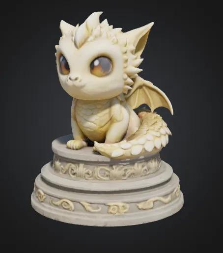 Cute Dragon-Cat on a plinth   