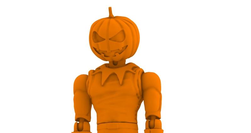 Halloween Pumpkin Head - ARTICULATED POSEABLE ACTION FIGURE 100mm