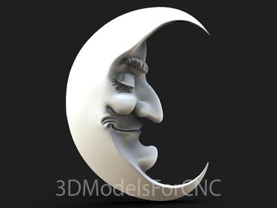 3D Model STL File for CNC Router Laser & 3D Printer Moon Face