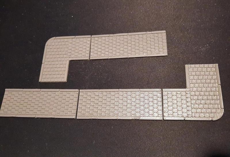 H0 stoep recht en hoek met putten en stoepbanden   