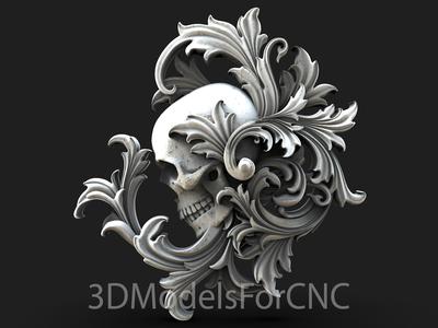 3D Model STL File for CNC Router Laser & 3D Printer Skull Ornament