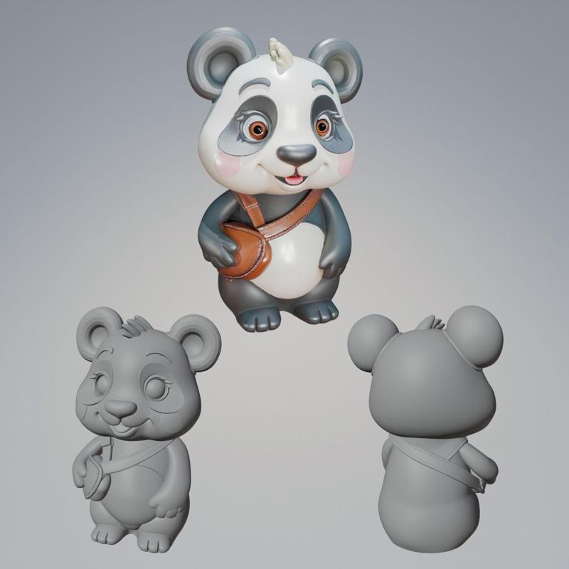 Adventurer Panda – Cute 3D Printable Cartoon Panda with Satchel