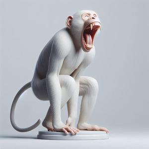 236 Laughing Monkey - 3D Printed Full-Figure Statue, character, monster, fantasy, art, sculpture, model, animal, 3d model, statue, creature, magic, 3d print, collectible, wood, sword, base, warrior, wild, low poly, lion, monkey