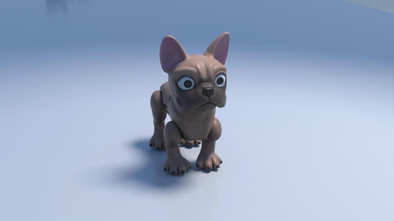 french bulldog, flexi articulated