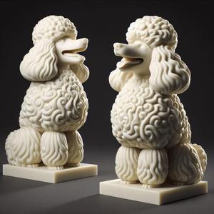 93 Laughing Curly Poodle - Ivory-Style Full-Figure Sculpture
