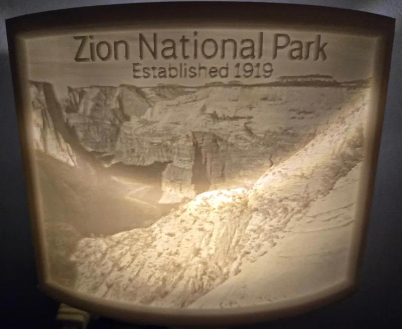 Zion National Park Nightlight Lithophane   
