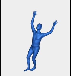 Human posing with hands up