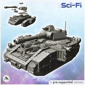 Futuristic super-heavy tank with turret, autocannon and bolters (12) - Future Sci-Fi SF Post apocalyptic Tabletop Scifi Wargaming Planetary exploration RPG Terrain