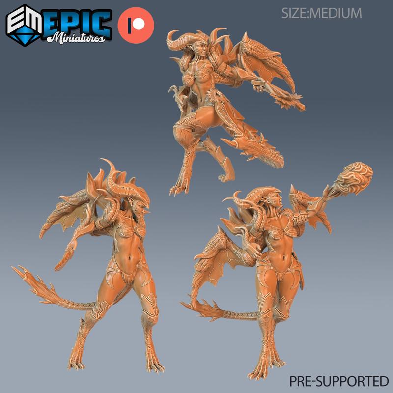 Succubus Empress Set / Female Devil Magician / Winged Lust Demon / Evil Seduction Humanoid / Hell Army