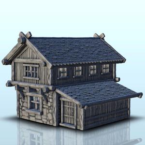 Stone house with logs and floor (5) - Medieval Gothic Feudal Old Archaic Saga 28mm 15mm