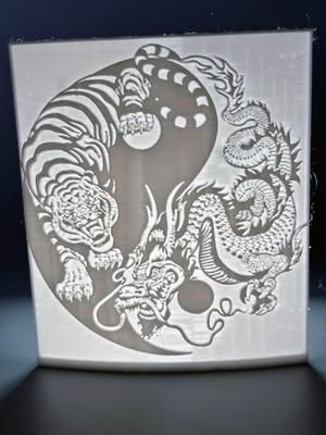 Tiger and Dragon Yin Yang Lithophane