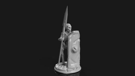 Living Bones with Long Spear and Tower Shield