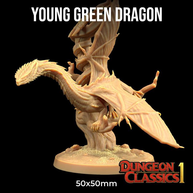 Young Green Dragon | PRESUPPORTED | Dungeon Classics