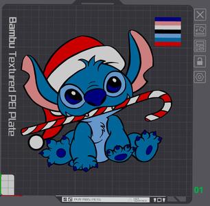 Stitch with Santa hat and candy cane wall art coaster 7 colors