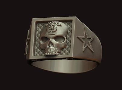 Lucky 13 Skull Ring