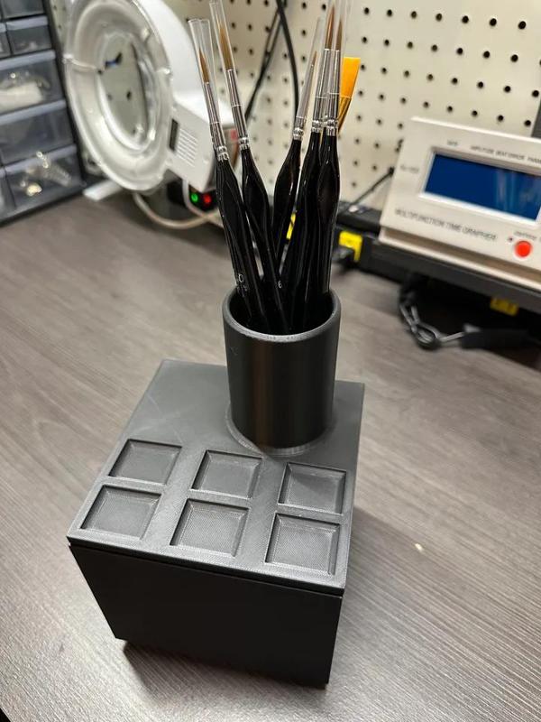 Acrylic Paint and Paintbrush holder for smaller printers 3x3   