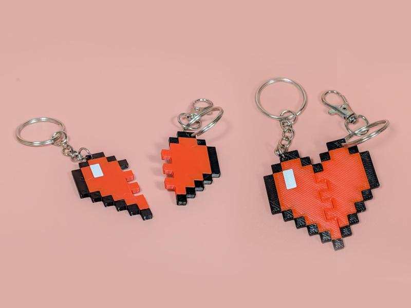 8 Bit Heart Keyrings (can connect together)
