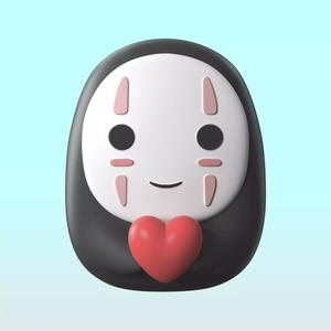 Chibi No-Face Holding Heart 3D Printable Figure Spirited Away