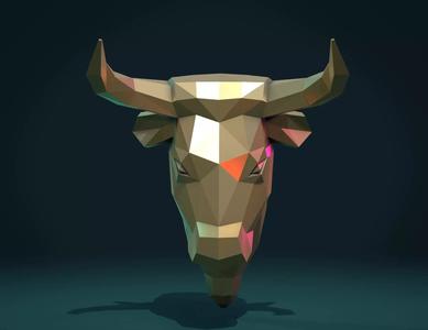 Bull  Head low Poly