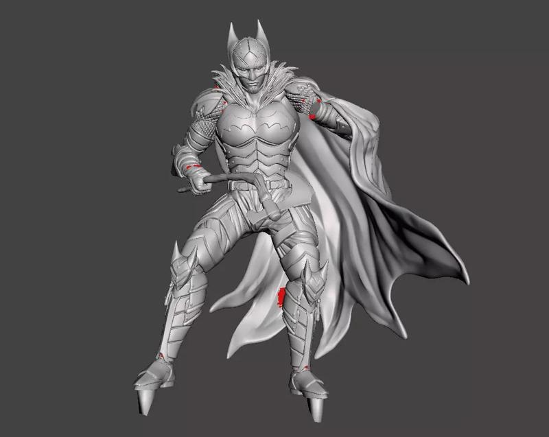 Batwomen 3d model with base for 3d print