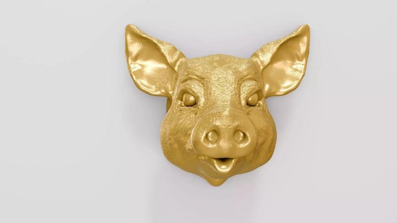 Pig head wall mount STL