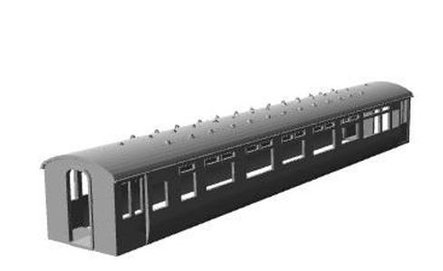 LNWR Oerlikon composite trailer coach 1/76 scale