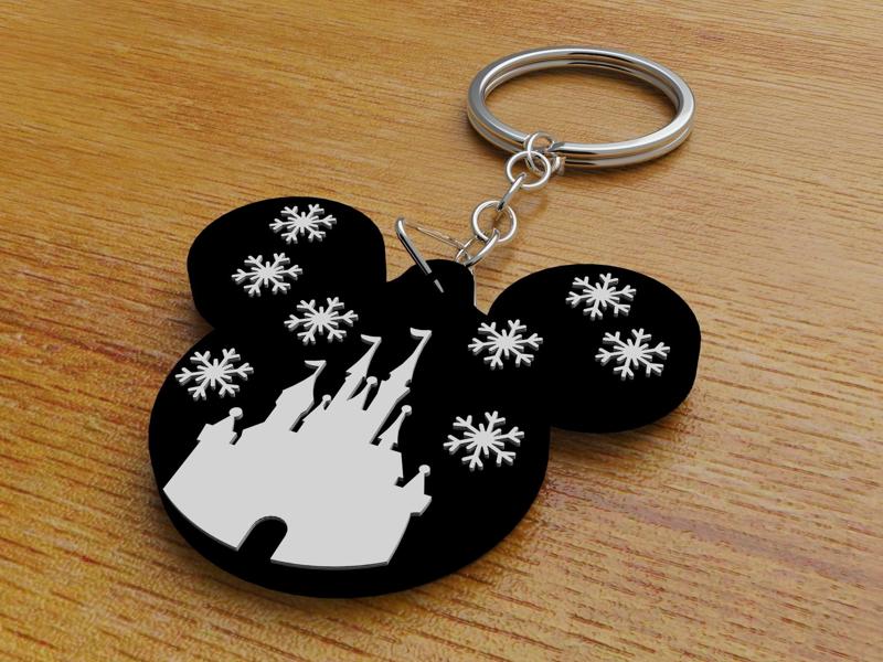 Mickey keychain with Disney castle
