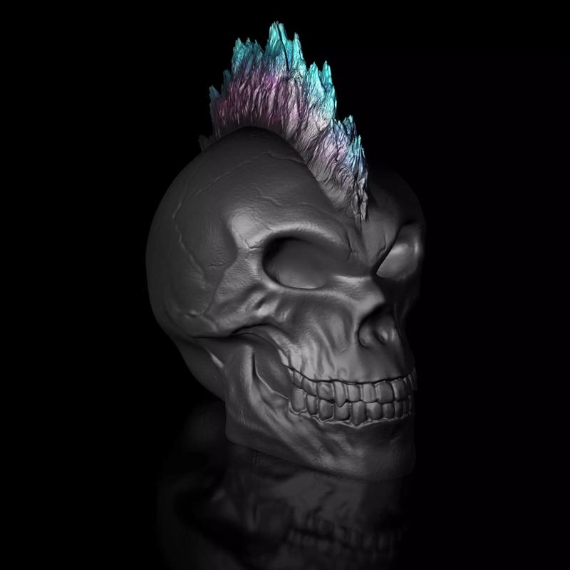 Punk-Skull STL-3D-Print-Model High-Polygon