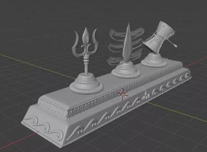 Shiva Symbols Set  Damru Tripundra and Trishul