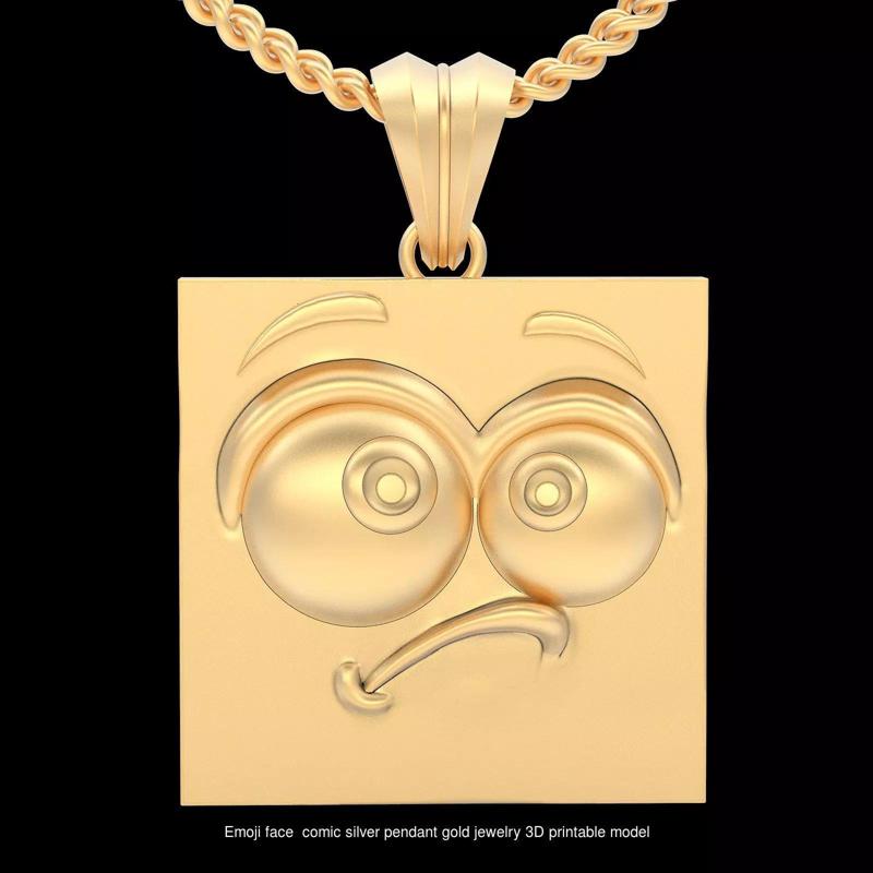 Emoji face comic silver gold jewwelry 3D printable model 3D Model Collection