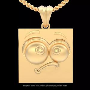 Emoji face comic silver gold jewwelry 3D printable model 3D Model Collection
