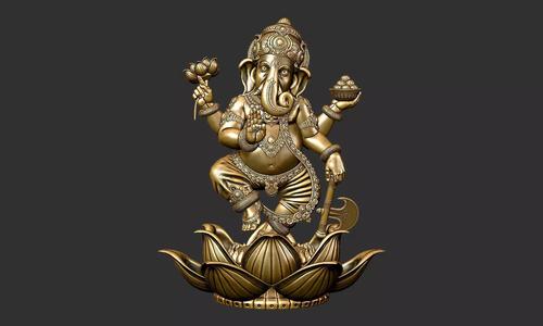 Ganesha golden statue of on lotus flower